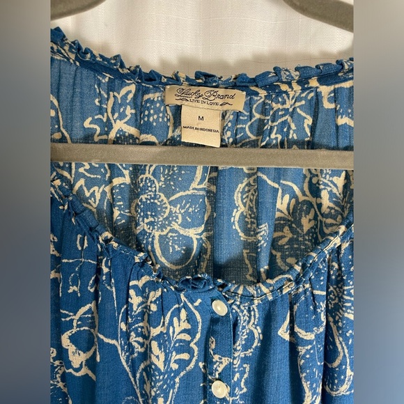 Lucky Brand Blue Floral Button Down Tunic Size M - Picture 5 of 8